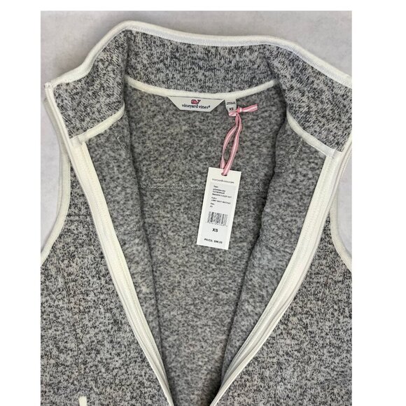 Vineyard Vines Sweater Fleece Zip-Up Vest in Heather Grey Size XS - Picture 7 of 7